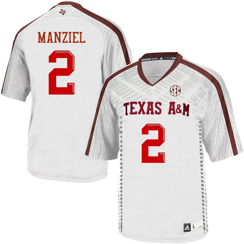 Men #2 Johnny Manziel Texas A&M Aggies College Football Jerseys-White - Click Image to Close